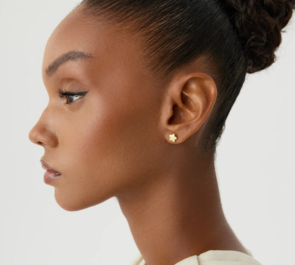 Gold Flower Stud Earrings, Delicate Nature-Inspired Jewelry - Dabas Minimalist