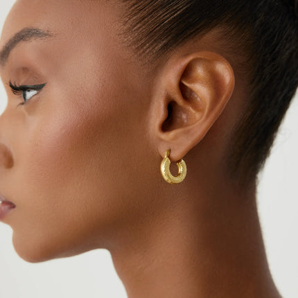 Gold Hoop Earrings, Elegant 18K Gold-Plated Sterling Silver Jewelry - Dabas Minimalist