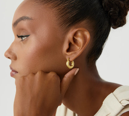 Gold Hoop Earrings, Elegant 18K Gold-Plated Sterling Silver Jewelry - Dabas Minimalist