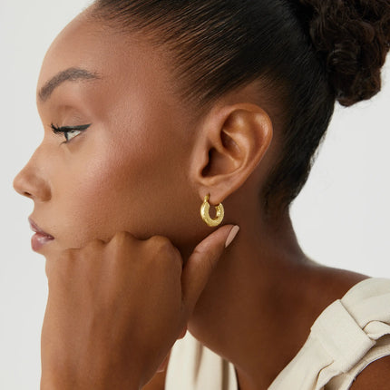 Gold Hoop Earrings, Elegant 18K Gold-Plated Sterling Silver Jewelry - Dabas Minimalist