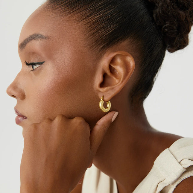Gold Hoop Earrings, Elegant 18K Gold-Plated Sterling Silver Jewelry - Dabas Minimalist