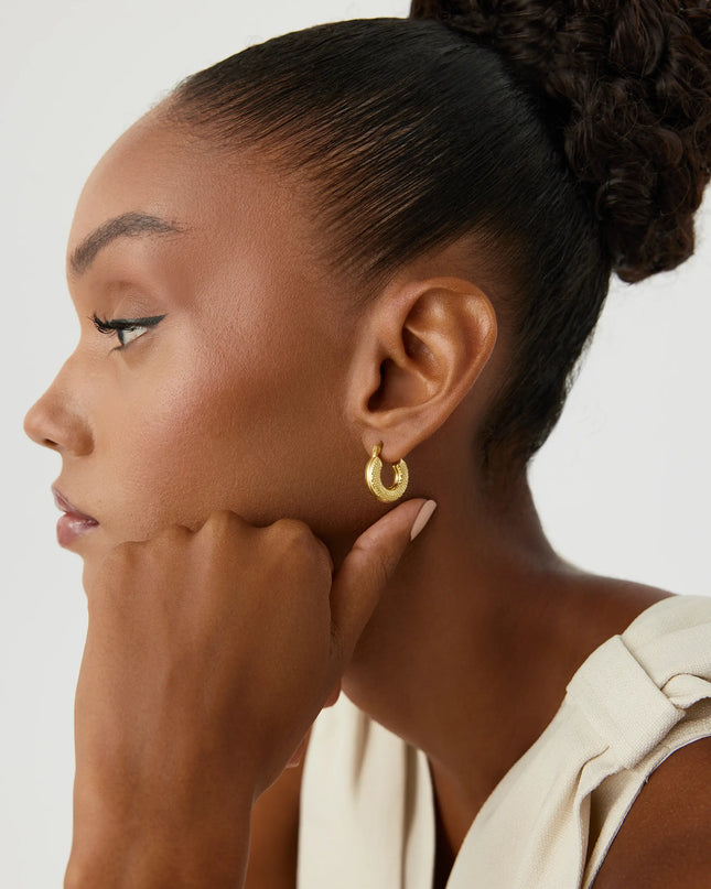 Gold Hoop Earrings, Elegant 18K Gold-Plated Sterling Silver Jewelry - Dabas Minimalist