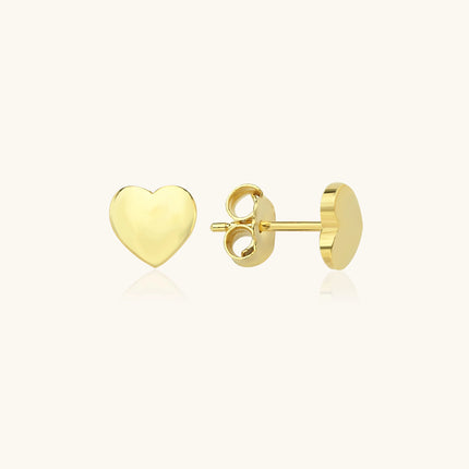 Heart-Shaped Stud Earrings, 18K Gold-Plated Sterling Silver - Dabas Minimalist