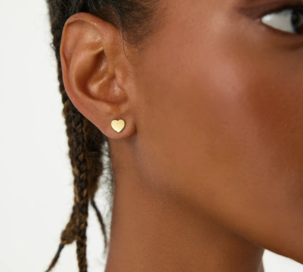 Heart-Shaped Stud Earrings, 18K Gold-Plated Sterling Silver - Dabas Minimalist