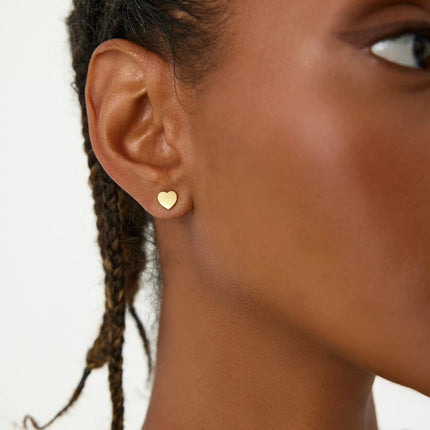 Heart-Shaped Stud Earrings, 18K Gold-Plated Sterling Silver - Dabas Minimalist