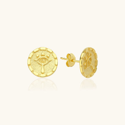 Historical Evil Eye Handmade Potbelly Hill Stud Earrings - Dabas Minimalist