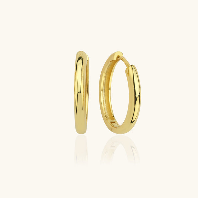 Polished Gold Huggie Hoop Earrings – 18K Gold-Plated Sterling Silver Minimalist Jewelry - Dabas Minimalist