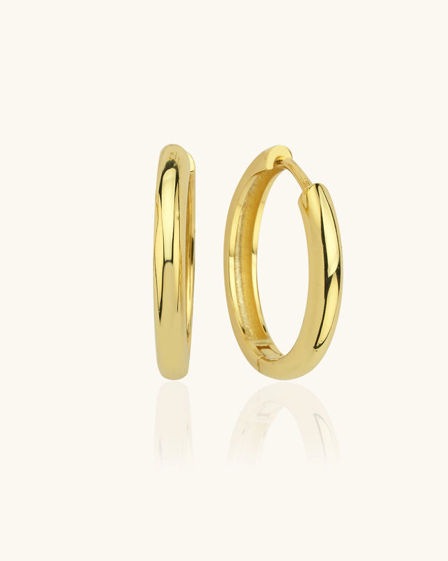 Polished Gold Huggie Hoop Earrings – 18K Gold-Plated Sterling Silver Minimalist Jewelry - Dabas Minimalist