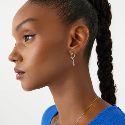 Seahorse Drop Earrings – 18K Gold-Plated Sterling Silver with Blue Accents - Dabas Minimalist