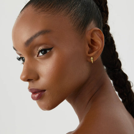 Sleek Gold Huggie Hoop Earrings – 18K Gold-Plated Sterling Silver Minimalist Jewelry - Dabas Minimalist