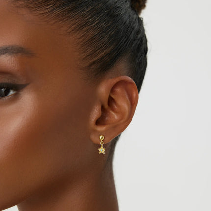 Star Drop Earrings – 18K Gold-Plated Sterling Silver with Turquoise Accents - Dabas Minimalist