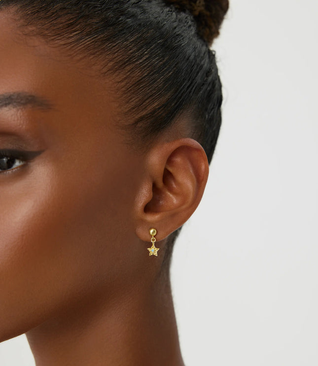 Star Drop Earrings – 18K Gold-Plated Sterling Silver with Turquoise Accents - Dabas Minimalist