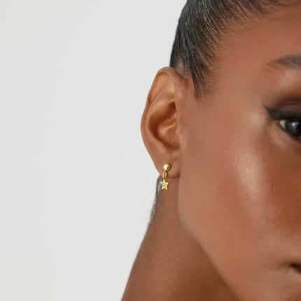 Star Drop Earrings – 18K Gold-Plated Sterling Silver with Turquoise Accents - Dabas Minimalist