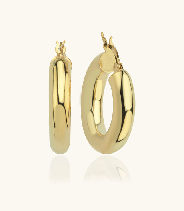Thick Gold Hoop Earrings – 18K Gold-Plated Sterling Silver Statement Jewelry - Dabas Minimalist