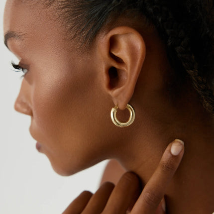 Thick Gold Hoop Earrings – 18K Gold-Plated Sterling Silver Statement Jewelry - Dabas Minimalist