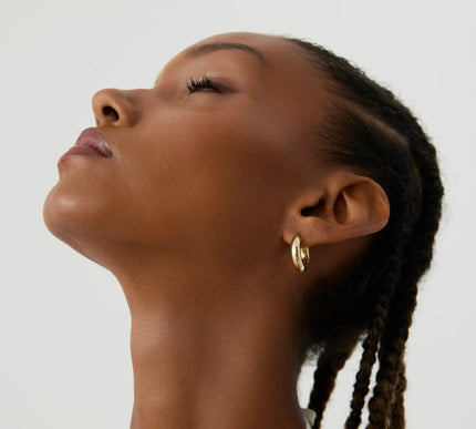 Thick Gold Hoop Earrings – 18K Gold-Plated Sterling Silver Statement Jewelry - Dabas Minimalist