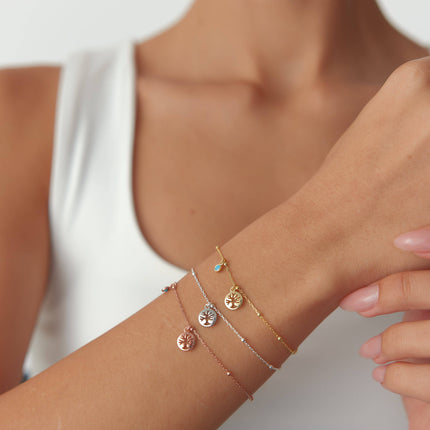 Dainty Tree of Life Turquoise Stone Bracelet, 18K Gold-Plated Sterling Silver - Dabas Minimalist