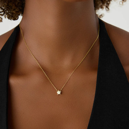 Minimalist Gold Star Necklace, 18K Gold-Plated Sterling Silver Celestial-Inspired Jewelry - Dabas Minimalist
