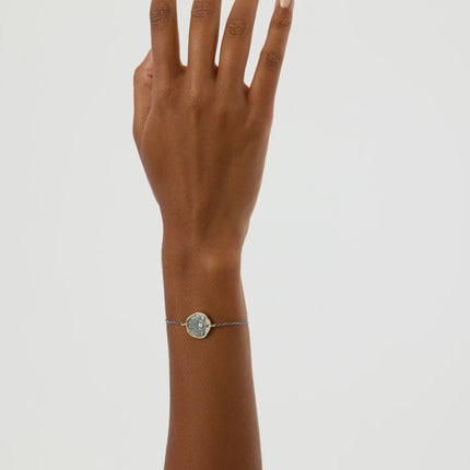 Hamsa Hand Coin Bracelet – 18K Gold-Plated Sterling Silver with Black Chain - Dabas Minimalist