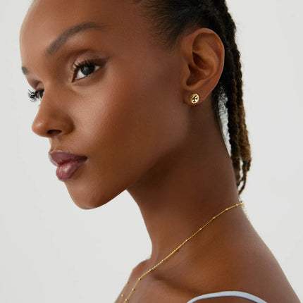 Beaded Gold Hoop Earrings, 18K Gold-Plated Sterling Silver Textured Jewelry - Dabas Minimalist
