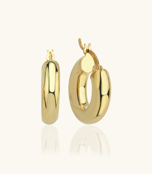 Classic Gold Hoop Earrings – 18K Gold-Plated Earrings - Dabas Minimalist