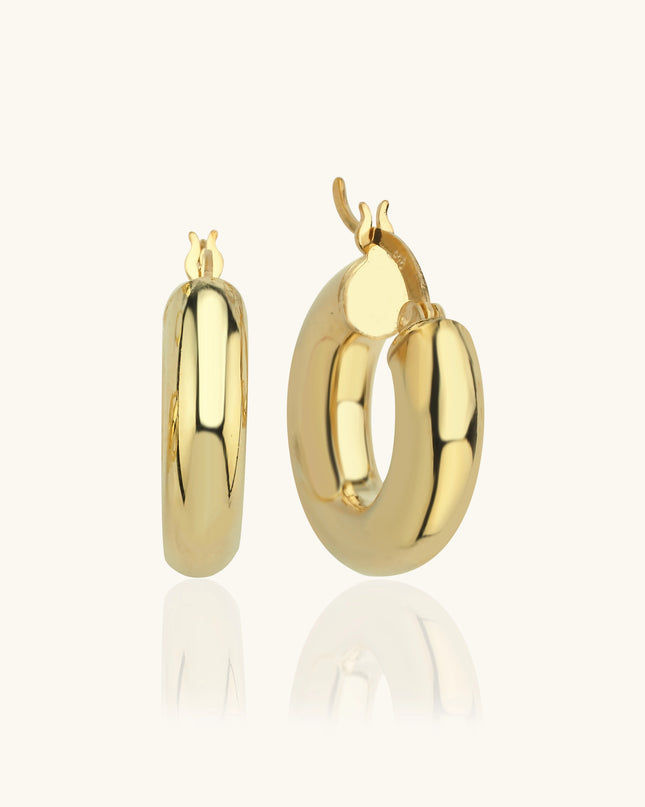 Classic Gold Hoop Earrings – 18K Gold-Plated Earrings - Dabas Minimalist