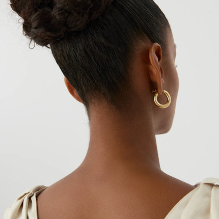 Classic Gold Hoop Earrings – 18K Gold-Plated Earrings - Dabas Minimalist