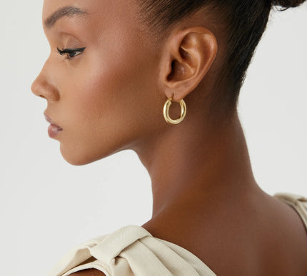 Classic Gold Hoop Earrings – 18K Gold-Plated Earrings - Dabas Minimalist