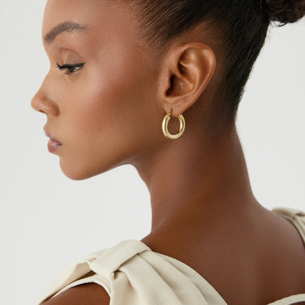 Classic Gold Hoop Earrings – 18K Gold-Plated Earrings - Dabas Minimalist