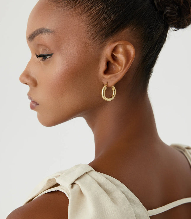 Classic Gold Hoop Earrings – 18K Gold-Plated Earrings - Dabas Minimalist