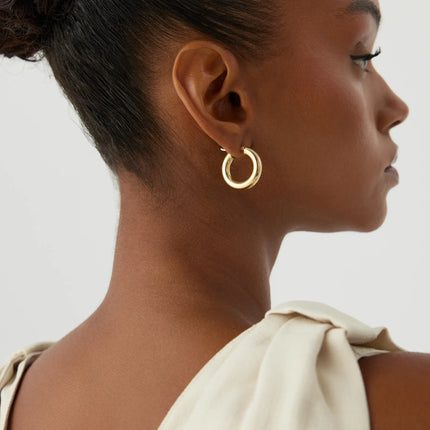 Classic Gold Hoop Earrings – 18K Gold-Plated Earrings - Dabas Minimalist
