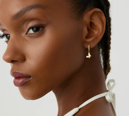 Dainty Butterfly Hoop Earrings – 18K Gold-Plated with CZ Stones - Dabas Minimalist