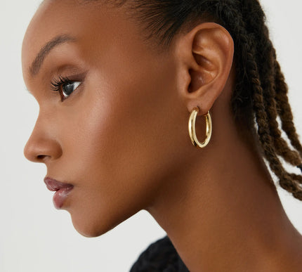 Thick Gold Hoop Earrings – 18K Gold-Plated Earrings for Women - Dabas Minimalist