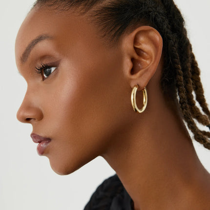 Thick Gold Hoop Earrings – 18K Gold-Plated Earrings for Women - Dabas Minimalist