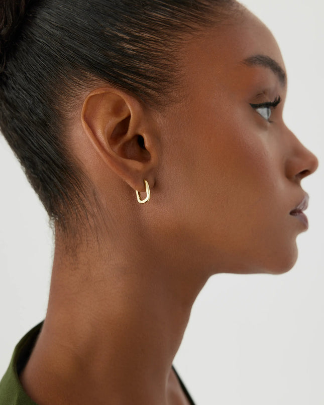 Minimalist Small Square Gold Hoop Earrings – 18K Gold-Plated Earrings - Dabas Minimalist
