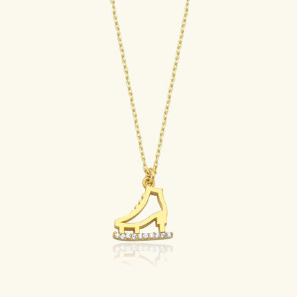 Ice Skate Charm Necklace – 18K Gold-Plated Sterling Silver with Sparkling Accents - Dabas Minimalist