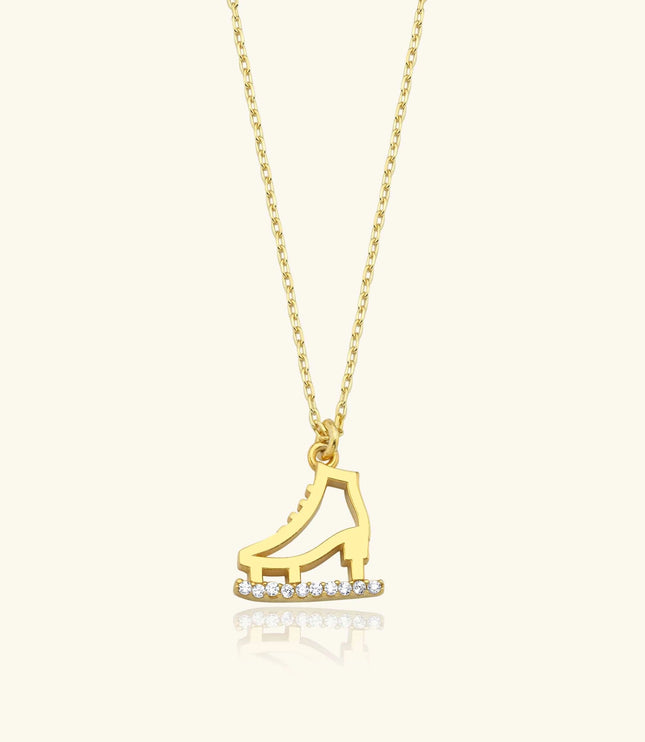 Ice Skate Charm Necklace – 18K Gold-Plated Sterling Silver with Sparkling Accents - Dabas Minimalist