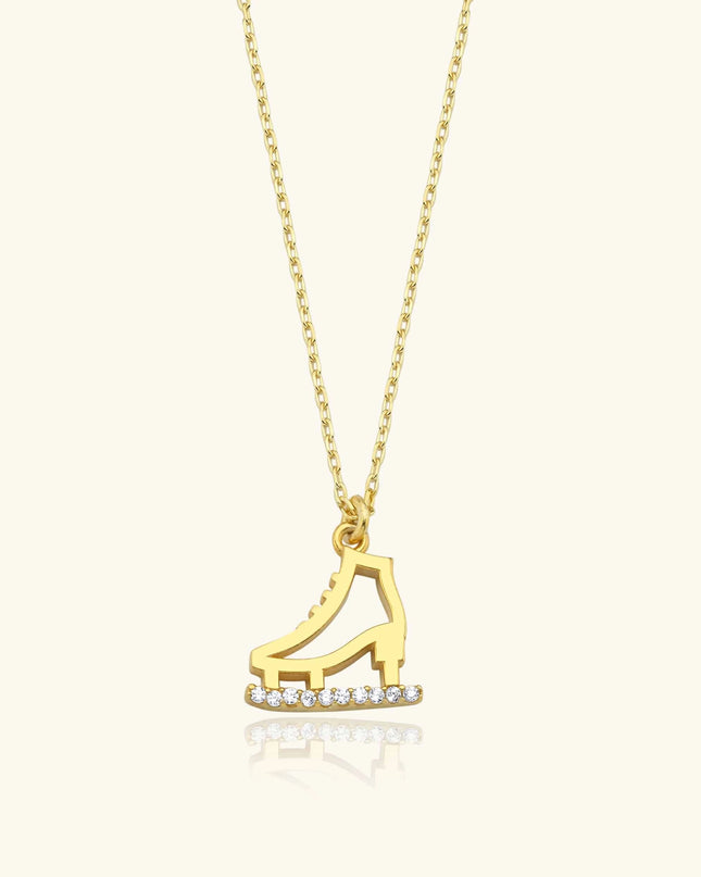 Ice Skate Charm Necklace – 18K Gold-Plated Sterling Silver with Sparkling Accents - Dabas Minimalist