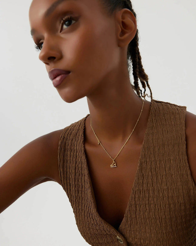 Ice Skate Charm Necklace – 18K Gold-Plated Sterling Silver with Sparkling Accents - Dabas Minimalist