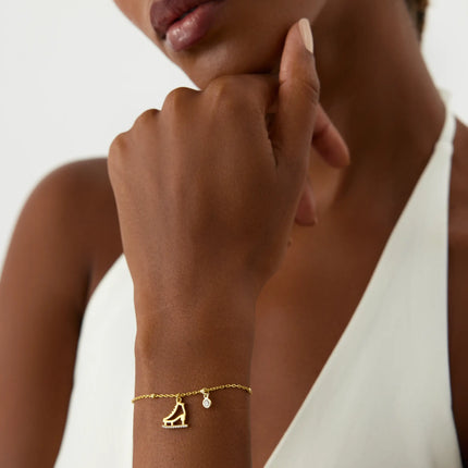 Ice Skate Charm Bracelet – 18K Gold-Plated Sterling Silver with Crystal Accent - Dabas Minimalist