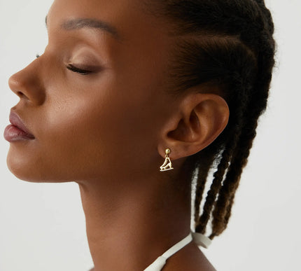 Ice Skate Drop Earrings – 18K Gold-Plated Sterling Silver with Sparkling Accents KP-052-BA - Dabas Minimalist