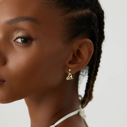 Ice Skate Drop Earrings – 18K Gold-Plated Sterling Silver with Sparkling Accents KP-052-BA - Dabas Minimalist