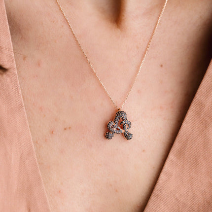 Gold Initial Necklace with Black Stones - Personalized 18K Gold-Plated Pendant - Dabas Minimalist