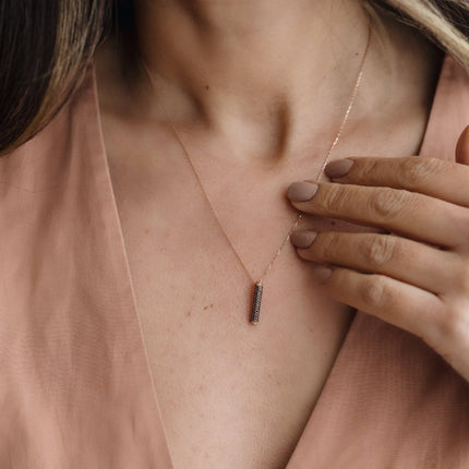 Gold Initial Necklace with Black Stones - Personalized 18K Gold-Plated Pendant - Dabas Minimalist
