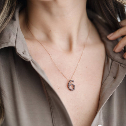 Gold Initial Necklace with Black Stones - Personalized 18K Gold-Plated Pendant - Dabas Minimalist