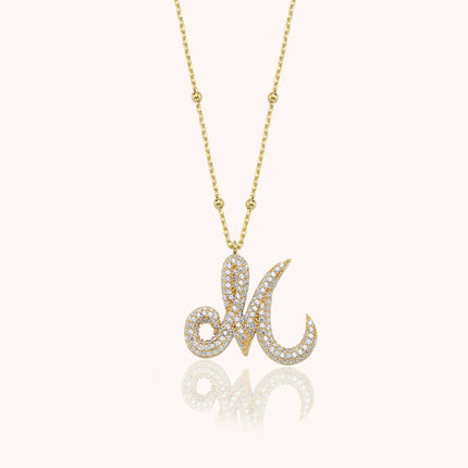 Gold Initial Necklace with Sparkling Stones - 18K Gold-Plated Personalized Pendant - Dabas Minimalist