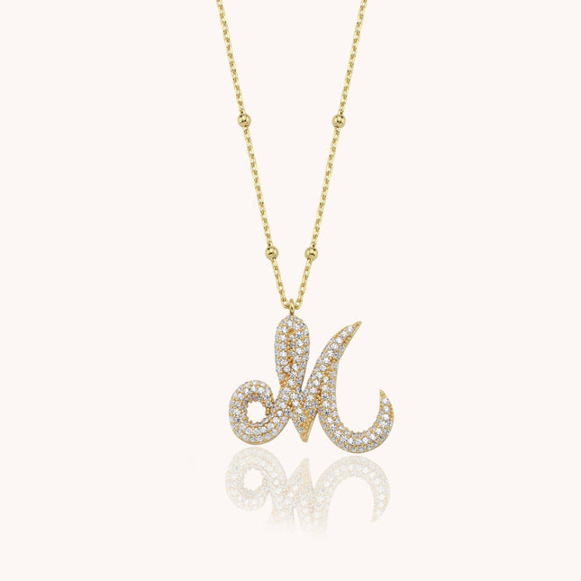 Gold Initial Necklace with Sparkling Stones - 18K Gold-Plated Personalized Pendant - Dabas Minimalist