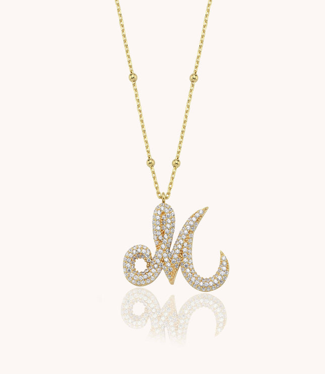Gold Initial Necklace with Sparkling Stones - 18K Gold-Plated Personalized Pendant - Dabas Minimalist