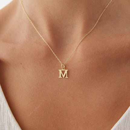 Initial Pendant Necklace - 18K Gold Plated Sterling Silver Alphabet Jewelry - Dabas Minimalist