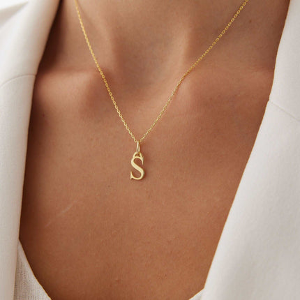 Initial Pendant Necklace - 18K Gold Plated Sterling Silver Alphabet Jewelry - Dabas Minimalist
